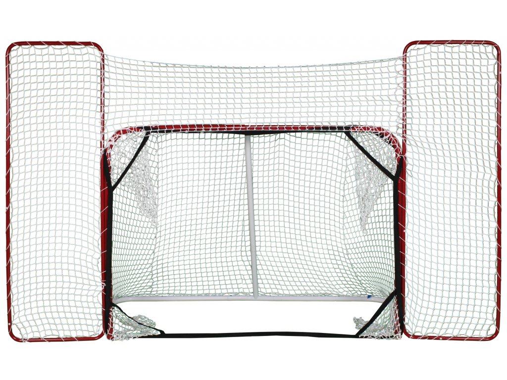 Skládací hokejová branka 72 '' s postranní sítí a lapači, hokejová brána, hokejový puk, střelecká deska, hokejová deska, hokejová podlaha, hokejový puk, hokejový trénink