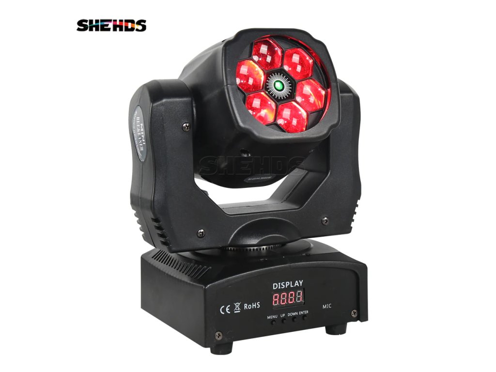 SHEHDS Otočná hlava LED 6x15W RGBW Laser+Beam