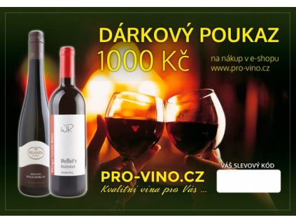 Dárkový poukaz Pro-vino.cz na nákup zboží v hodnotě 1000,-Kč