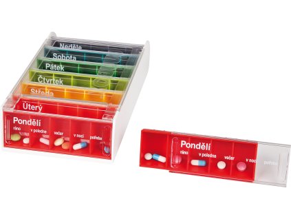 ANABOX Týdenní dávkovač na léky 5x7 denně duhový