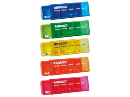 ANABOX Denní dávkovač na léky barevný