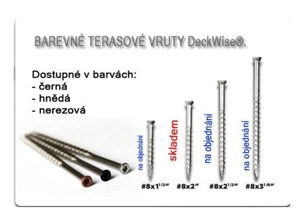 DECKWISE Terasový vrut barevný, 4x50mm,T15, nerez