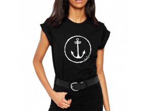 t shirt woman black anchor logo