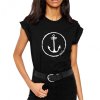 t shirt woman black anchor logo