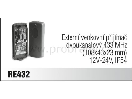 CAME RE 432 externí přijímač, frekvence 433Mhz