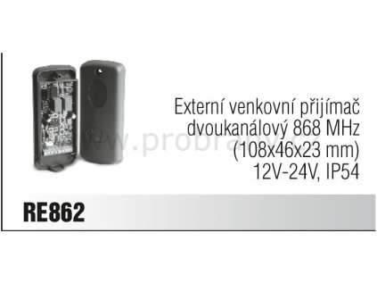 CAME RE 862 externí přijímač dvoukanálový, frekvence 868 Mhz