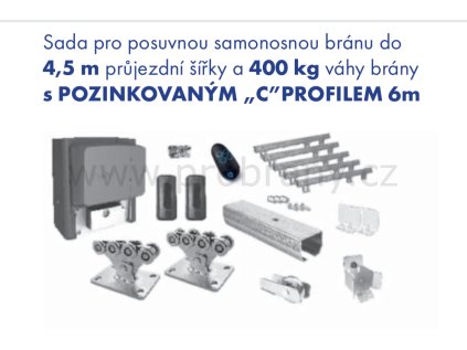 CAME POSUV 6 SZ KOMPLETNÍ SESTAVA PRO POSUVNOU BRÁNU DO 400KG/4,5M, CAIS KIT ENZO SZ