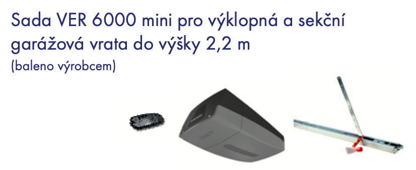 CAME VER 6000 mini pohon pro garážová vrata do výšky 2,2m