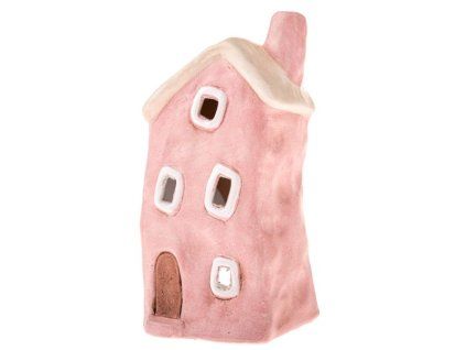 keramicky svicen domecek ruzovy