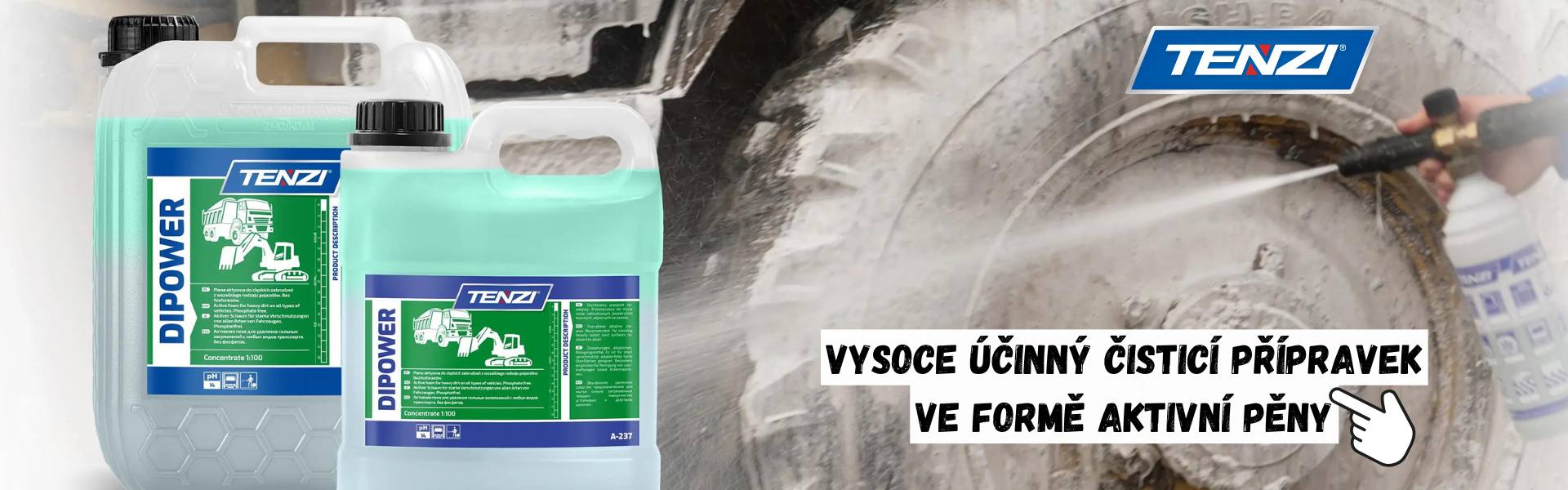 TENZI Dipower – Aktivní pěna na mytí stavebních strojů.