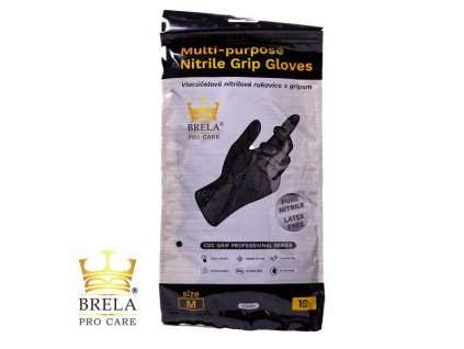 BRELA PRO CARE CDC GRIP BLACK 10ks - Jednorázové nitrilové rukavice