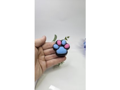 SQUISHY černá tlapka s modro-růžovými polštářky