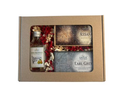 Dárkový balíček pro muže - Hruškovice či Jeřabinka a Černé čaje