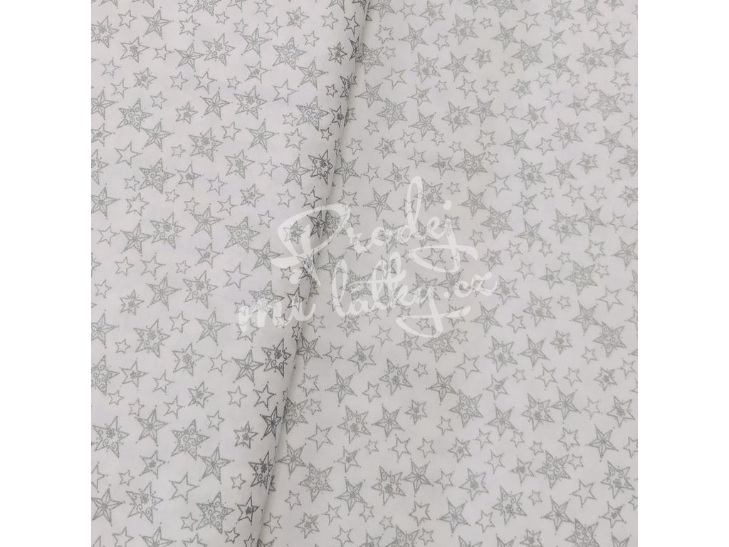 Vánoční plátno - Malé hvězdy, stříbrno-šedé š. 150