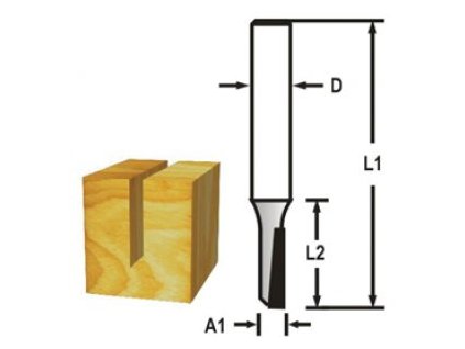 Drážkovací fréza 1 břit stopka 8 mm,3x13x51 mm - D-47379