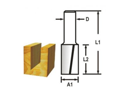 Drážkovací fréza 2 břit stopka 6 mm,14x19x51 mm - D-47488