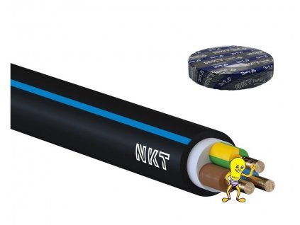 Kabel CYKY-J 3x1,5 instalační měděný, žlutozelená-modrá-hnědá