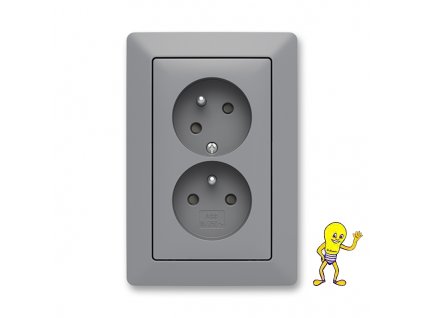 Zoni® 5513T-C02357 141 Zásuvka dvojnásobná, s clonkami, s natočenou dutinou šedá / bílá ABB