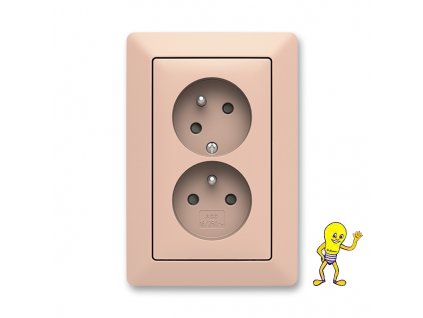 Zoni® 5513T-C02357 142 Zásuvka dvojnásobná, s clonkami, s natočenou dutinou pudrová / bílá ABB