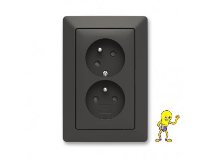 Zoni® 5513T-C02357 237 Zásuvka dvojnásobná, s clonkami, s natočenou dutinou matná černá ABB