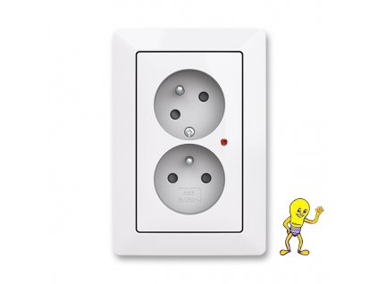 Zoni® 5593T-C02357 500 Zásuvka dvojnásobná, s clonkami, s natočenou dutinou, s ochranou před přepětím bílá ABB