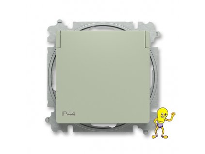 Zoni® 6619T-A06995 243 Zásuvka jednonásobná, s clonkami, s víčkem, IP44 olivová ABB