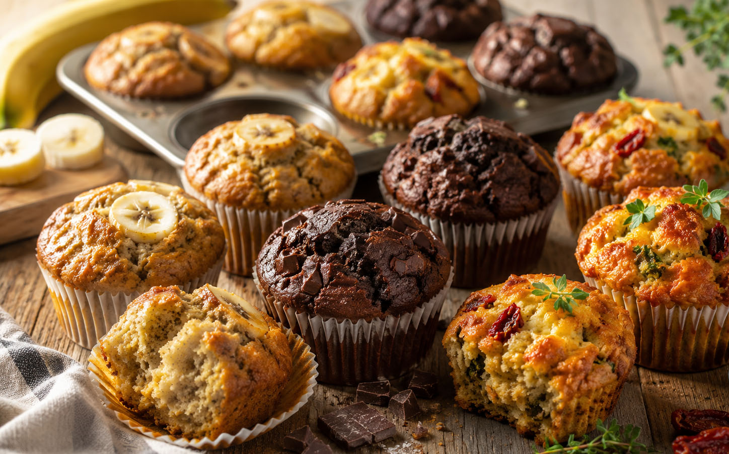 Dokonalé muffiny: Od zdravých receptů pro děti až po hříšné čokoládové pokušení a slané varianty