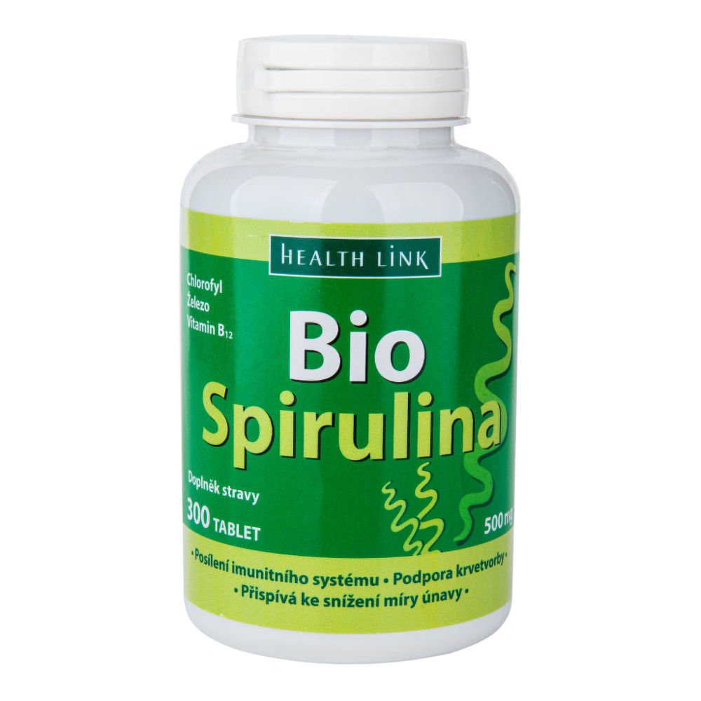 Prodejnabylin.cz Spirulina s vitaminem B12 300 tablet × 500 mg BIO HEALTH LINK