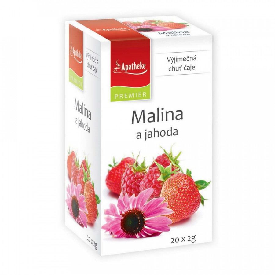 Levně Apotheke PREMIER Malina a jahoda čaj 20x2g