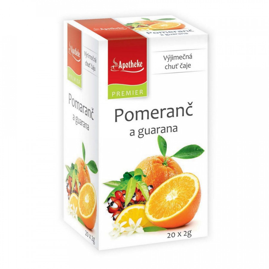 Levně Apotheke PREMIER Pomeranč a guarana čaj 20x2g