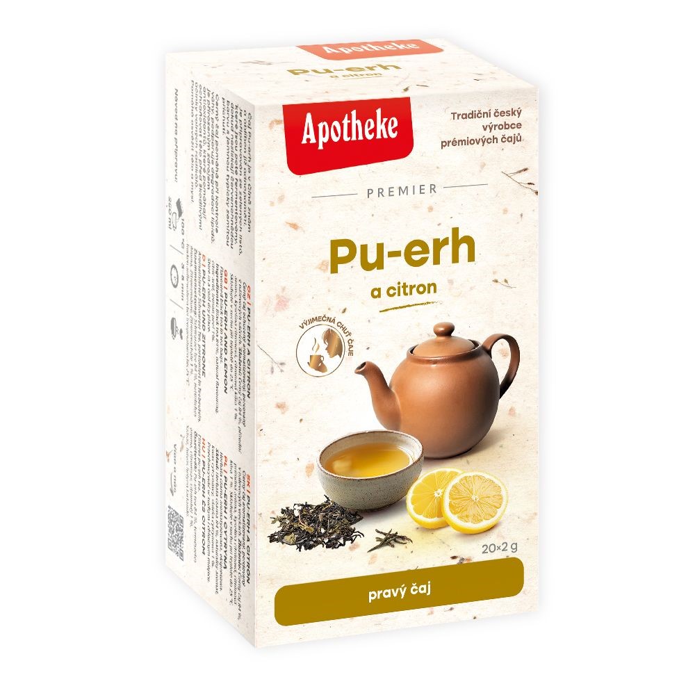 Levně Apotheke PREMIER Pu-erh a citron čaj 20x2g