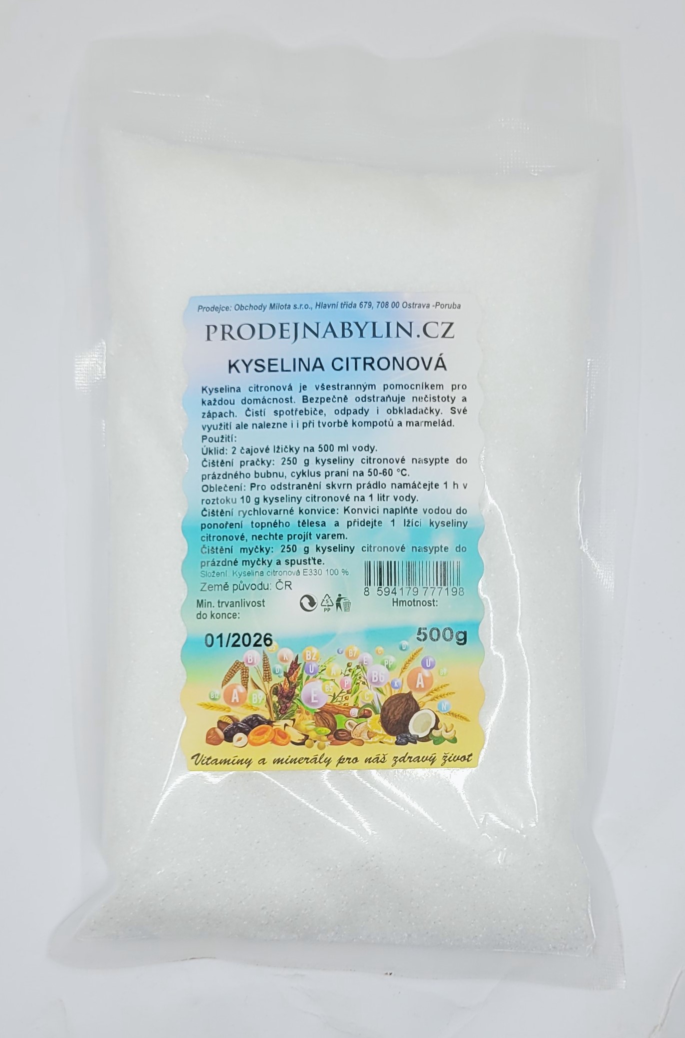 Prodejnabylin.cz Kyselina citronová 500 g