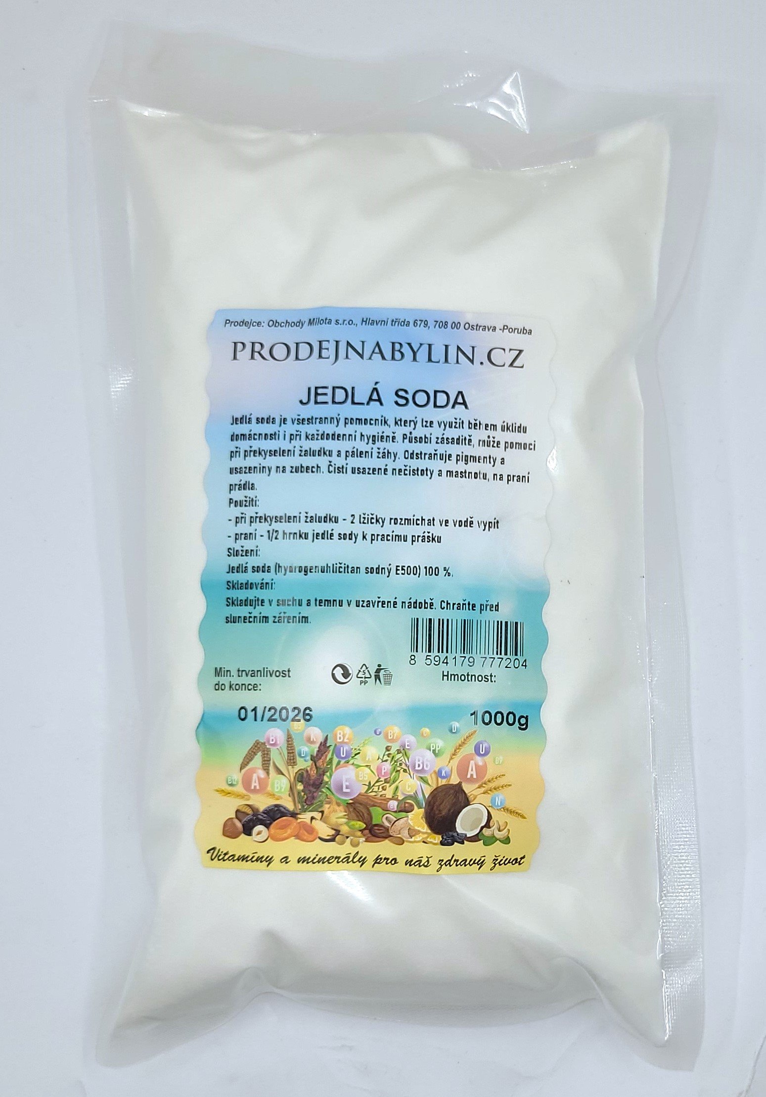 Levně Prodejnabylin.cz Jedlá soda Bikarbona 1000 g