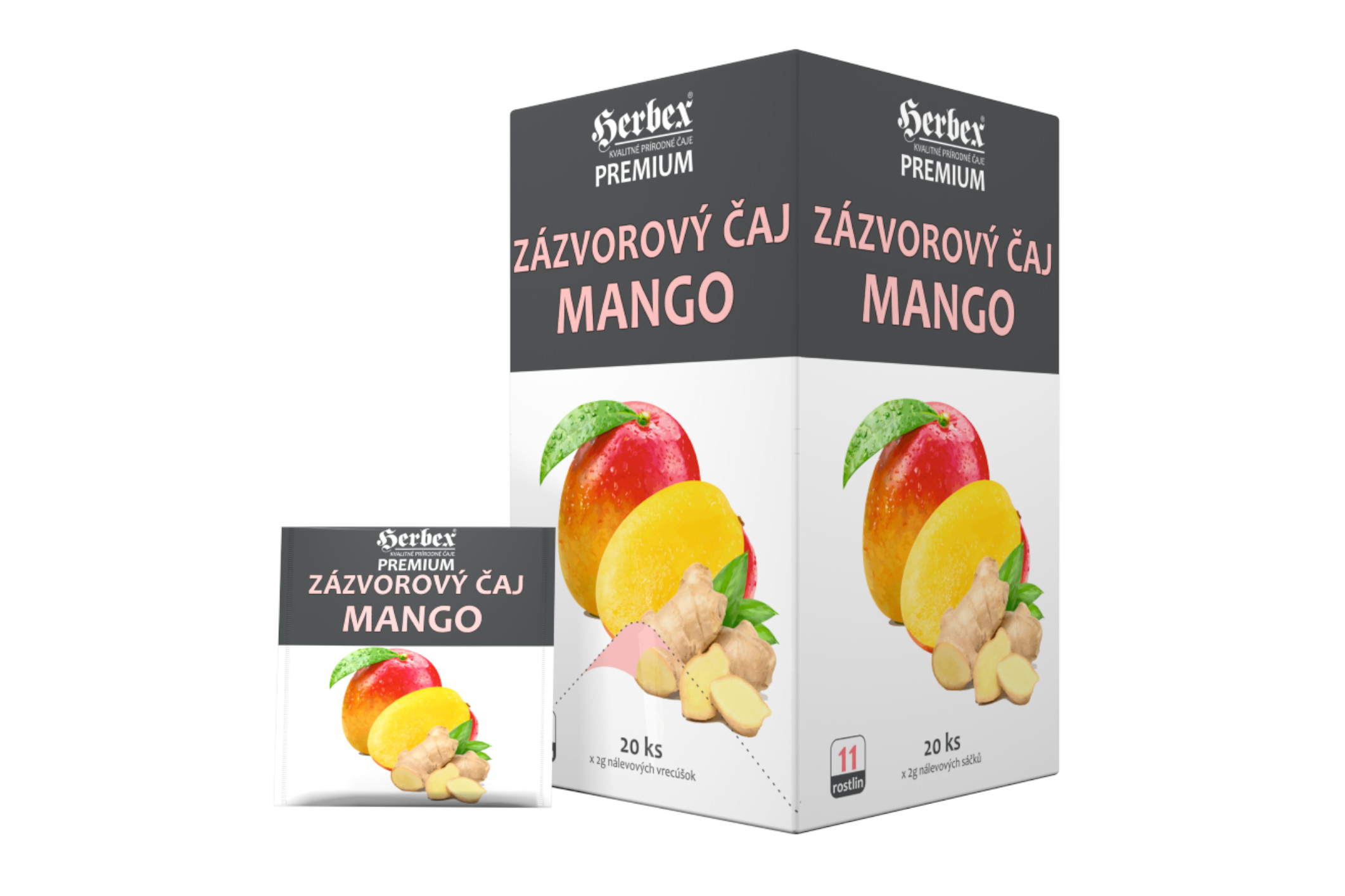 Čaj zázvorový MANGO porcovaný - Herbex 20x2g
