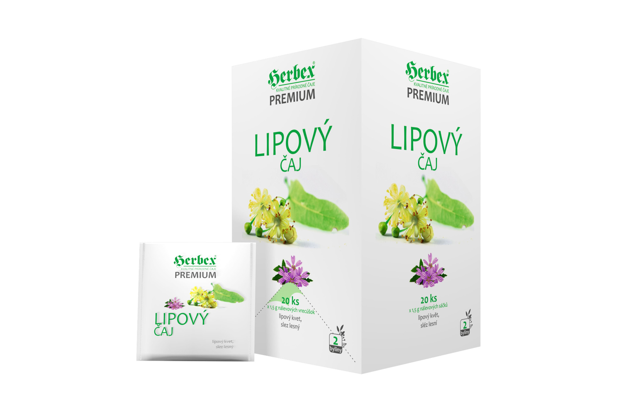 Čaj lipový se slézem Premium porcovaný - Herbex 20x1,5g