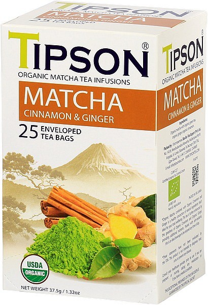 Levně TIPSON BIO Matcha Cinnamon & Ginger přebal 25x1,5g
