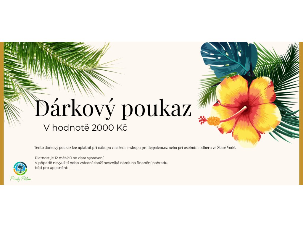 Dárkový poukaz v hodnotě 2000 Kč  #GIFT# dárek | poukaz | exotika