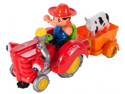 vesely traktor se svetly a zvuky Cartoon Traktor cerveny 3