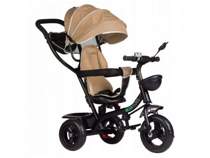 Ecotoys dětská tříkolka s otočným sedadlem 2v1 béžová