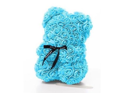 Medvídek z růží modrý Rose Bear 25 cm