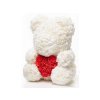 Medvídek z růží bílý s červeným srdcem Rose Bear 40 cm