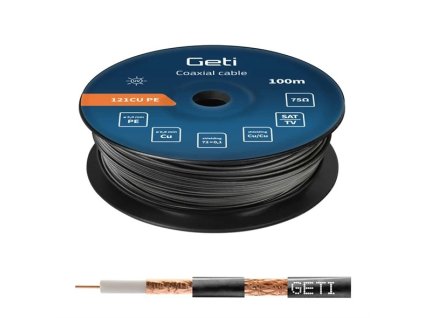 Koaxiálny kábel Geti 121CU PE -čierny (100m)