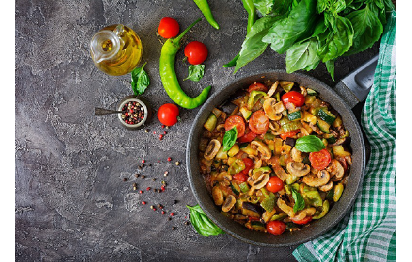 Hovädzie mäso na hubách a baklažáne