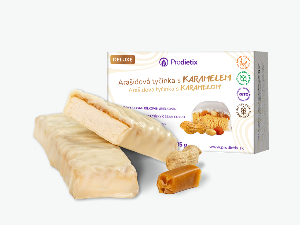prodietix | arašídová tyčinka deluxe (baleno po 3 porcích) | 105 g | s karamelem