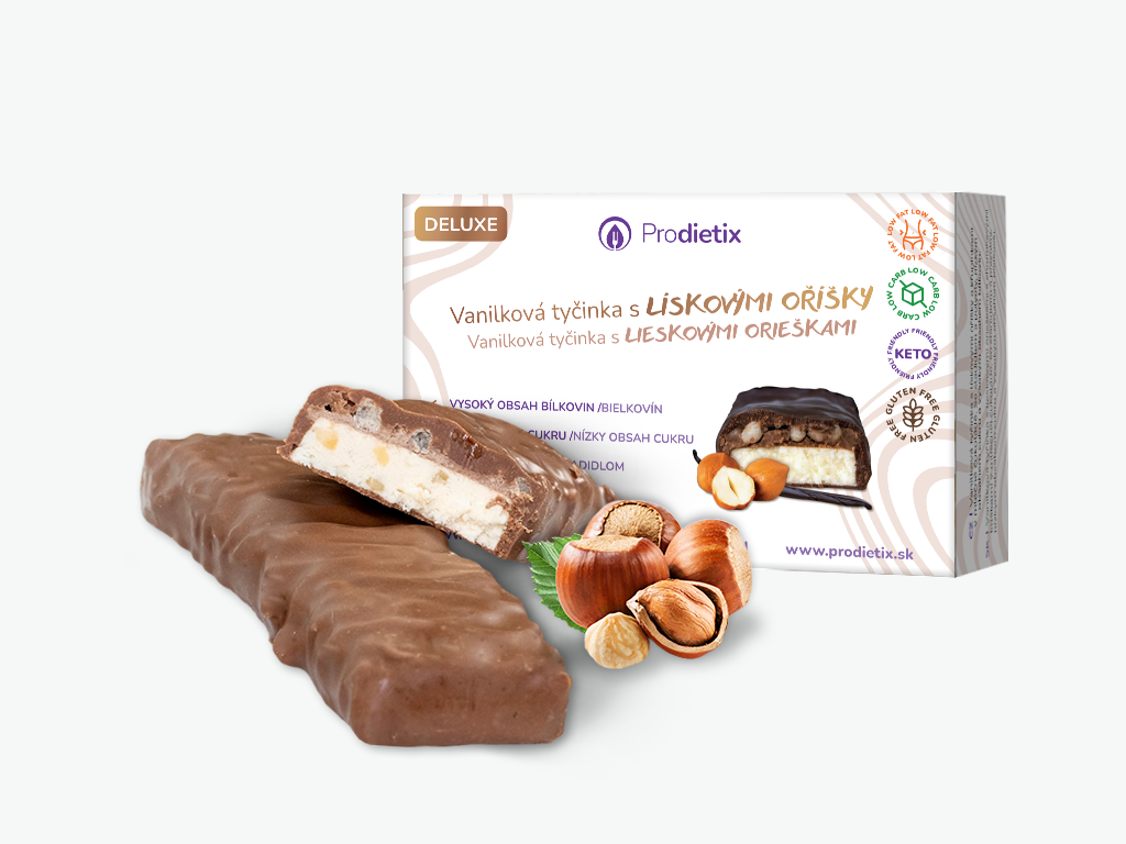 prodietix | vanilka tyčinka deluxe (baleno po 3 porcích) | 105 g | s lískovými ořechy