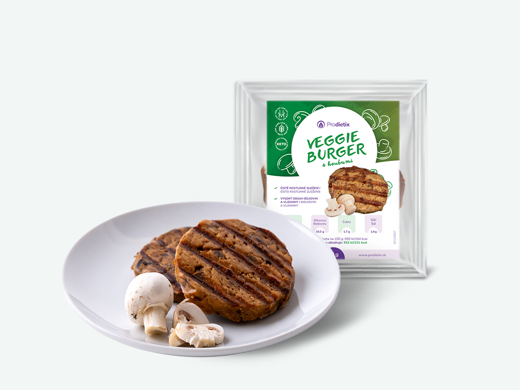 hlavní jídlo - prodietix | veggie burger s houbami | 80 g