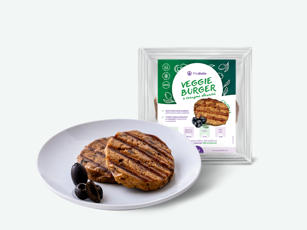 hlavní jídlo - prodietix | veggie burger s černými olivami | 80 g