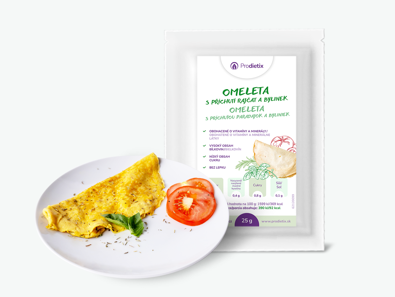 proteinová prodietix | omeleta s příchutí rajčat a bylinek | 25 g