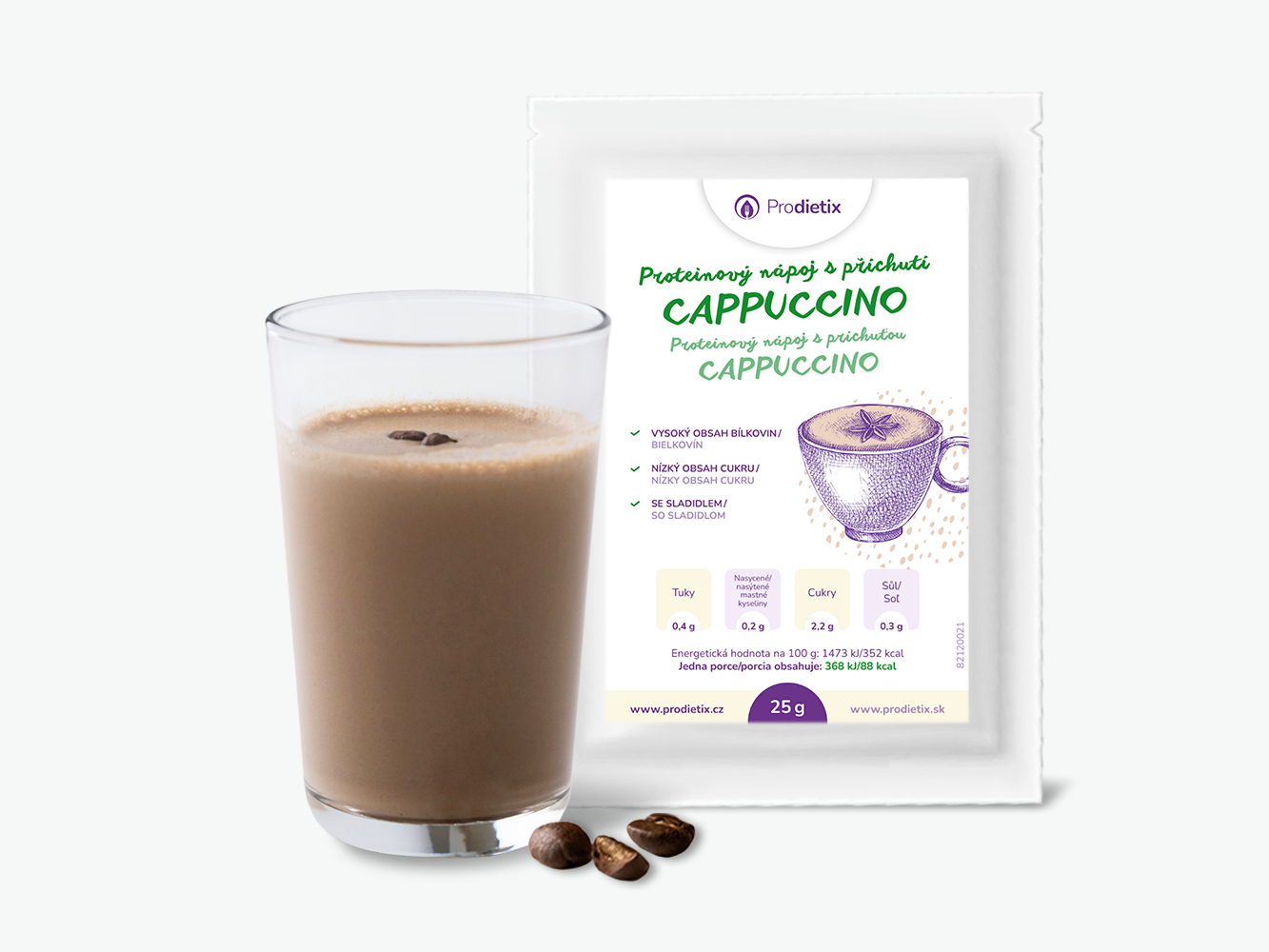 prodietix | proteinový nápoj s příchutí cappuccino | 25 g