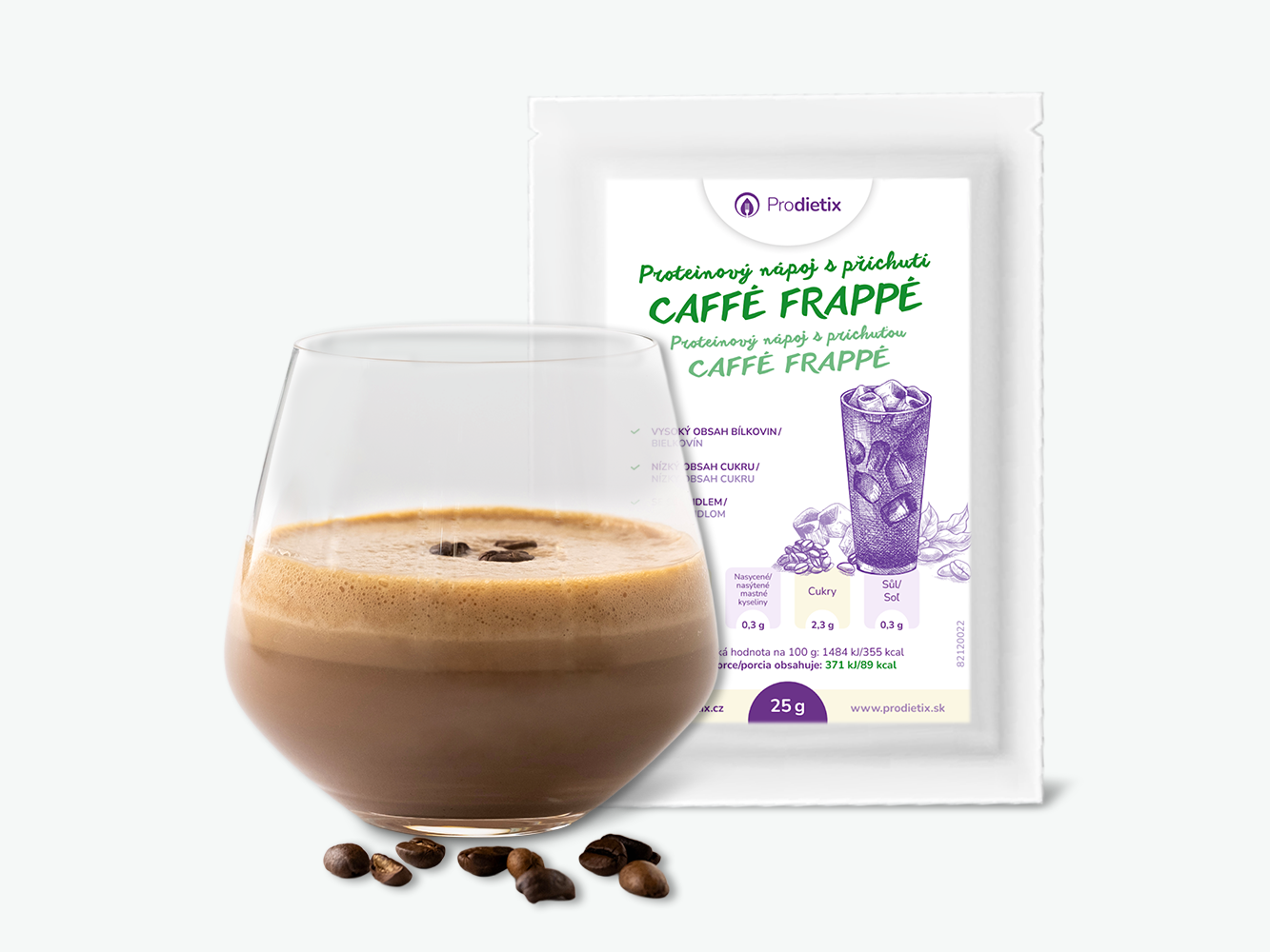 proteinový nápoj s příchutí caffé frappé